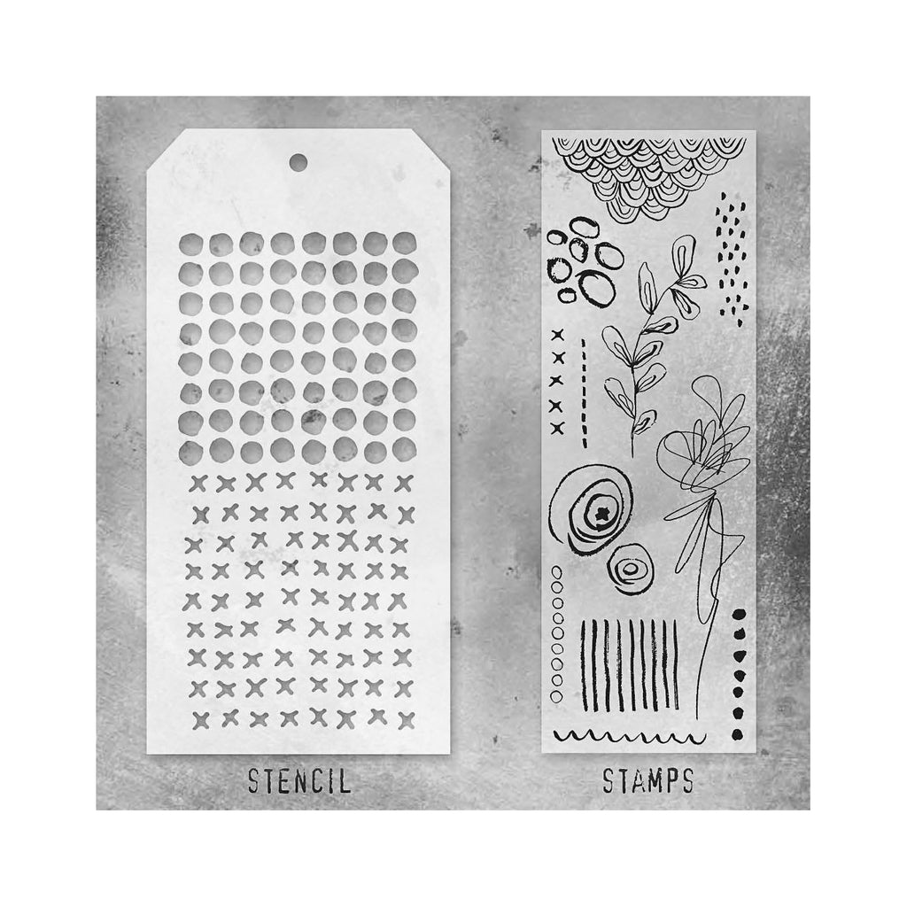 Tim Holtz Clear Stamps and Stencil Mini Media Marks, Dotted and Stitched thmm114 product image