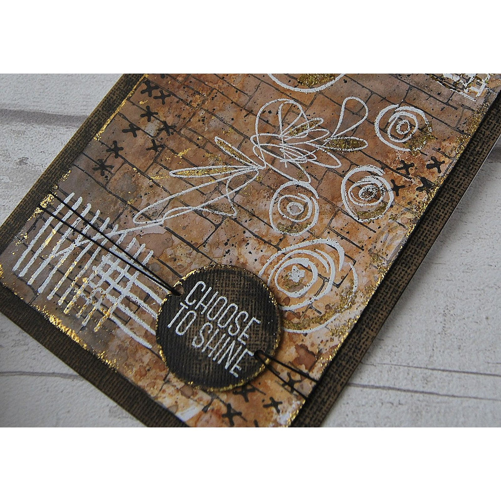 Tim Holtz Clear Stamps and Stencil Mini Media Marks, Dotted and Stitched thmm114 shine