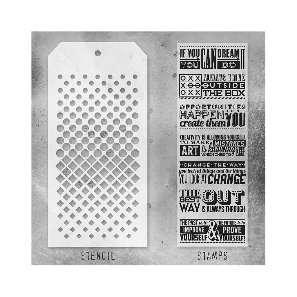 Tim Holtz Clear Stamps and Stencil Motivation 1, Gradient Dot and Gradient Square thmm117 product image