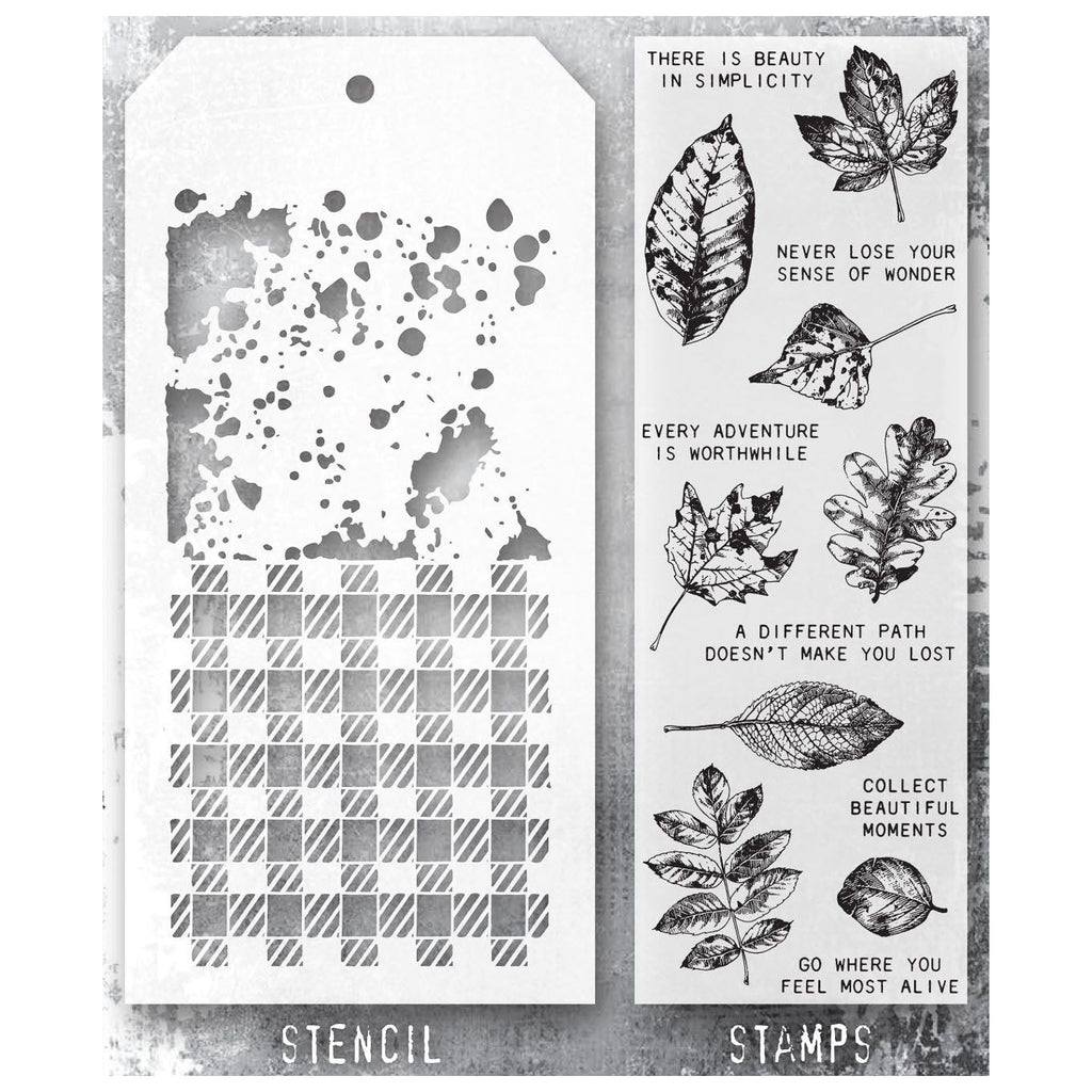 Tim Holtz Clear Stamps and Stencil Nature's Wonder, Gingham and Grime thmm150 product image