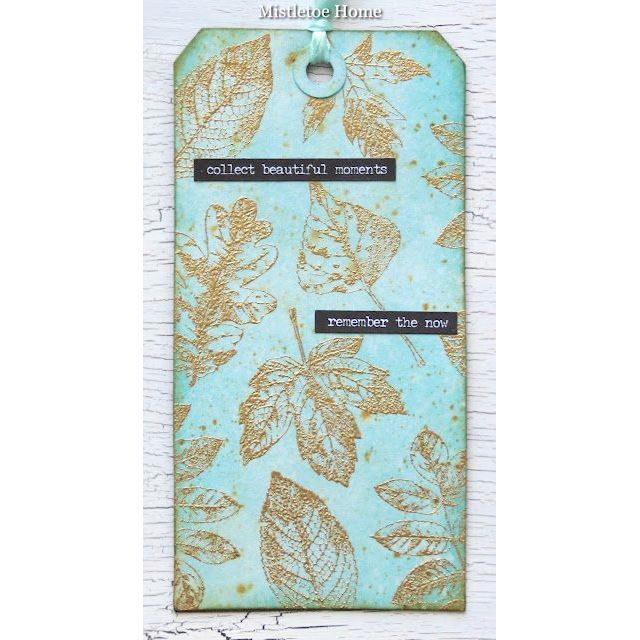 Tim Holtz Clear Stamps and Stencil Nature's Wonder, Gingham and Grime thmm150 tag