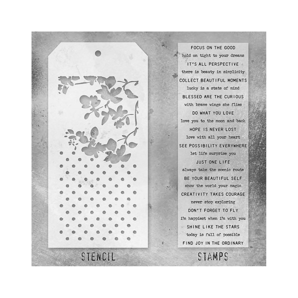 Tim Holtz Clear Stamps and Stencil Noteworthy, Blossom and Polkadot thmm113 product image
