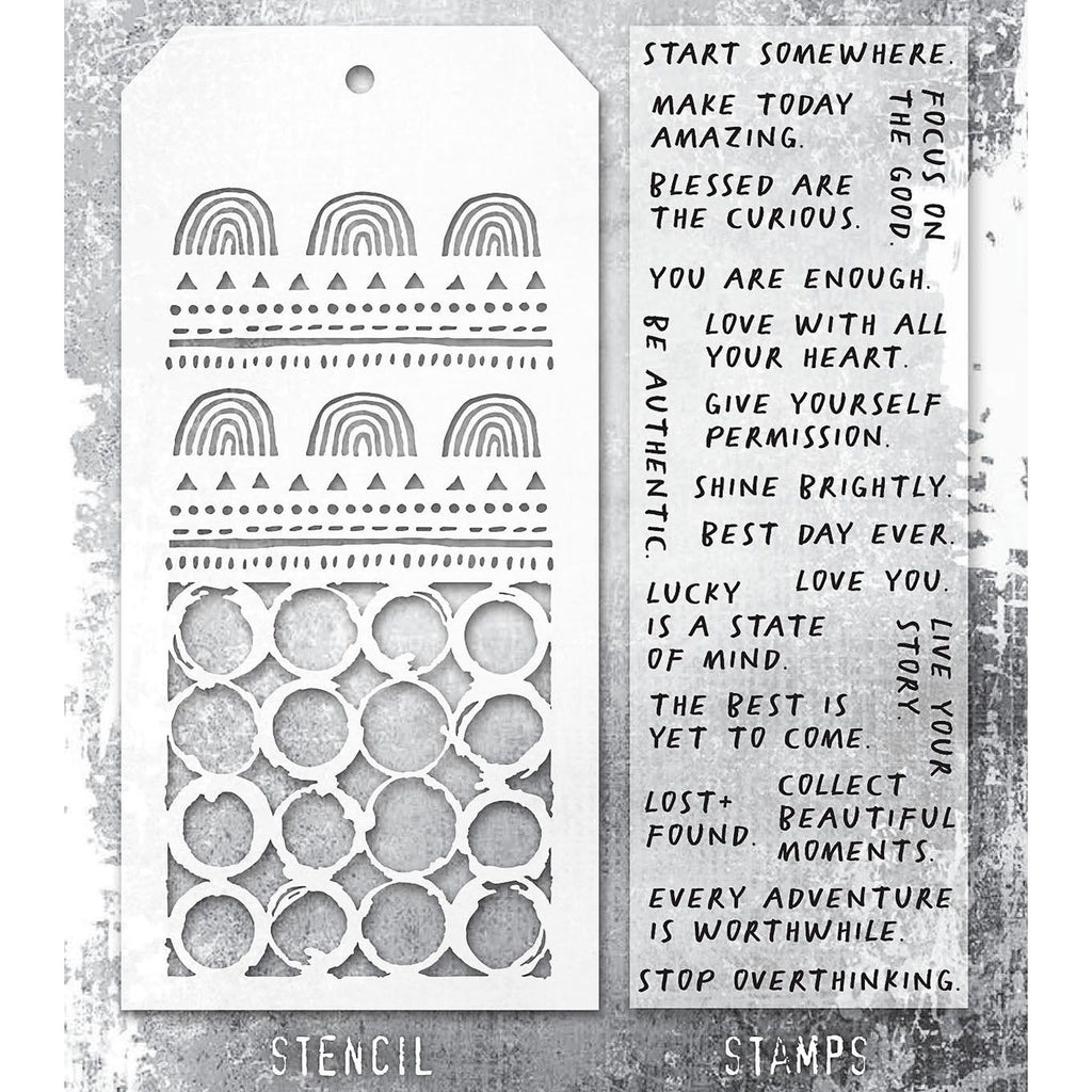 Tim Holtz Clear Stamps and Stencil Noteworthy, Nature and Ringer thmm162 product image