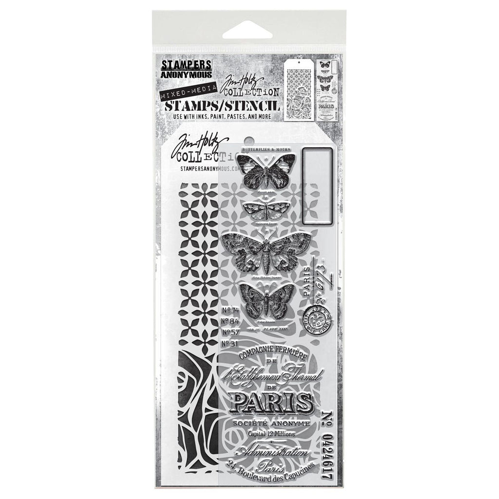 Tim Holtz Clear Stamps and Stencil Papillion, Nordic, Scribble thmm120