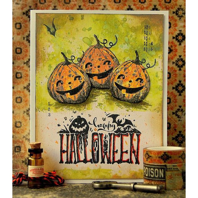 Tim Holtz Clear Stamps and Stencil Pumpkinhead, Zig Zag and Grime thmm127 halloween pumpkins