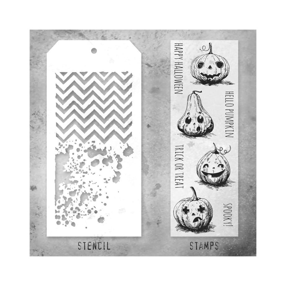 Tim Holtz Clear Stamps and Stencil Pumpkinhead, Zig Zag and Grime