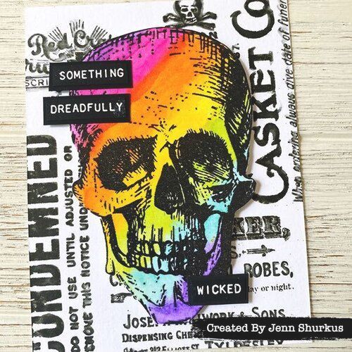 Tim Holtz Clear Stamps and Stencil Rest in Peace, Herringbone and Plus thmm148 skull