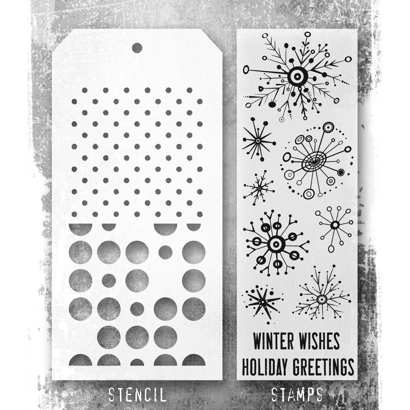 Tim Holtz Clear Stamps and Stencil Retro Flakes, Spots, Polkadot thmm185 product image