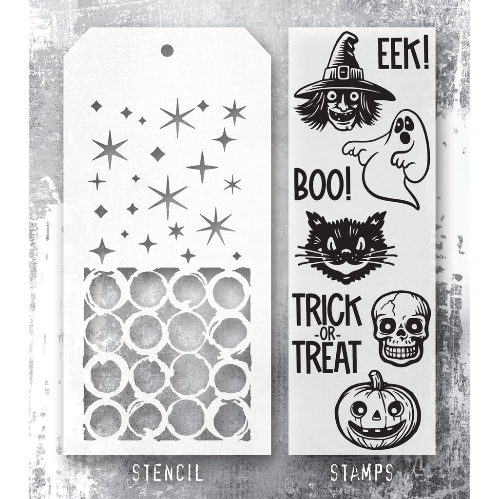 Tim Holtz Clear Stamps and Stencil Retro Frights, Ringer, Twinkle thmm198 image
