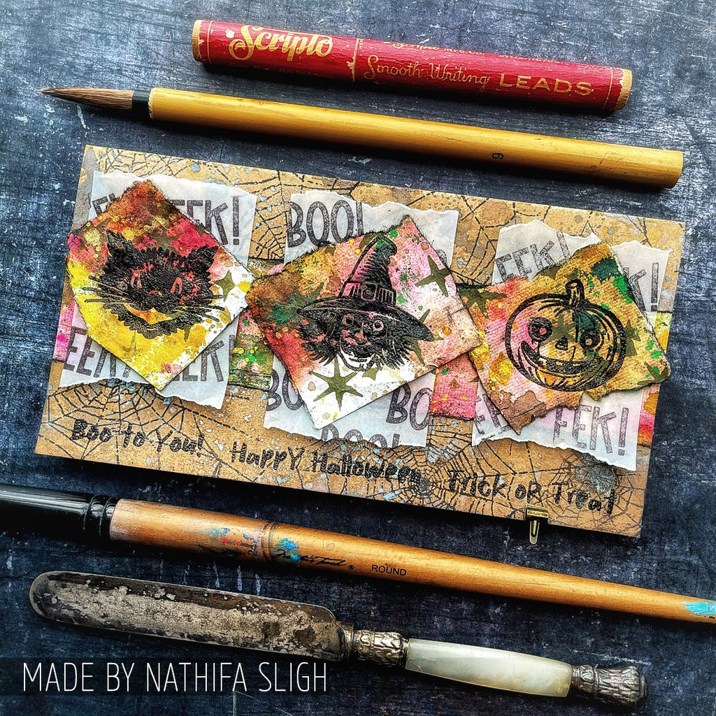 Tim Holtz Clear Stamps and Stencil Retro Frights, Ringer, Twinkle thmm198 witch