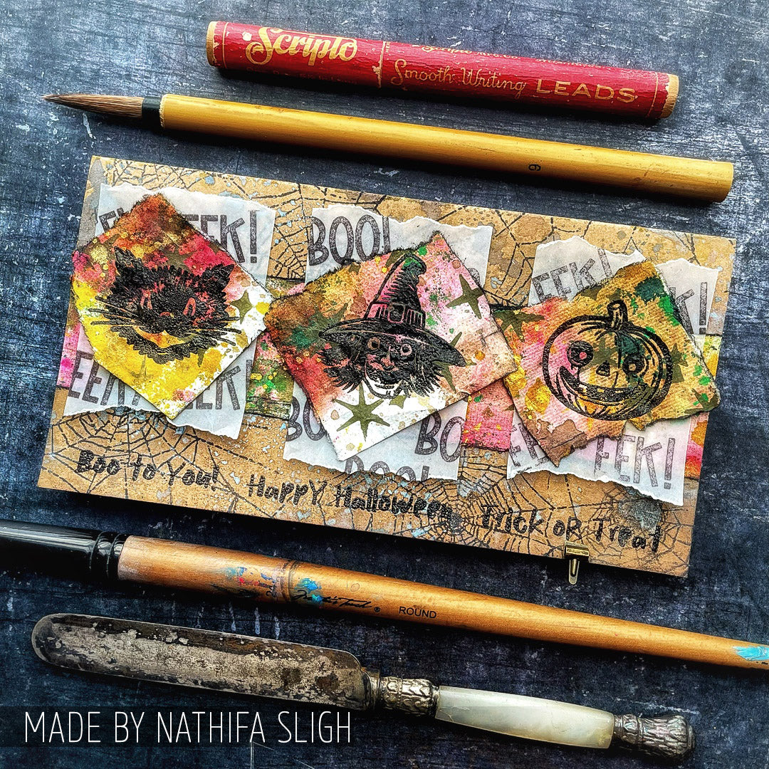 Tim Holtz Clear Stamps and Stencil Retro Frights, Ringer, Twinkle thmm198 witch