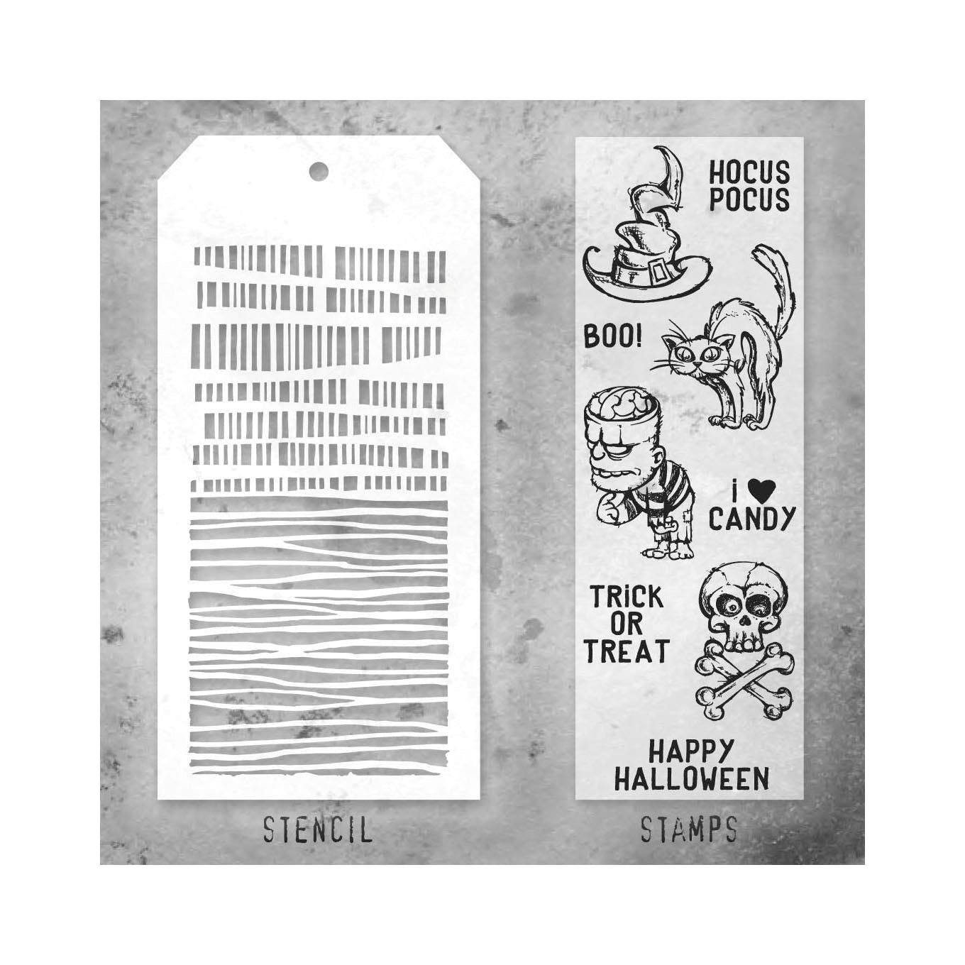 Tim Holtz Clear Stamps and Stencil Scared Silly, Code and String thmm130 product image