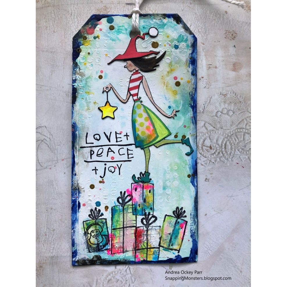 Tim Holtz Clear Stamps and Stencil Seasonal Scribble, Polkadot, Tinsel thmm136 cute elf