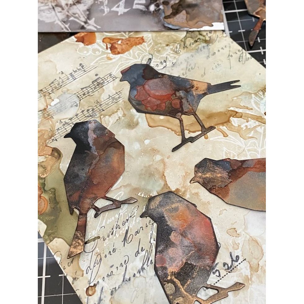 Tim Holtz Clear Stamps and Stencil Silhouette Birds, Stitches, Dotted and Dashes thmm182 bird
