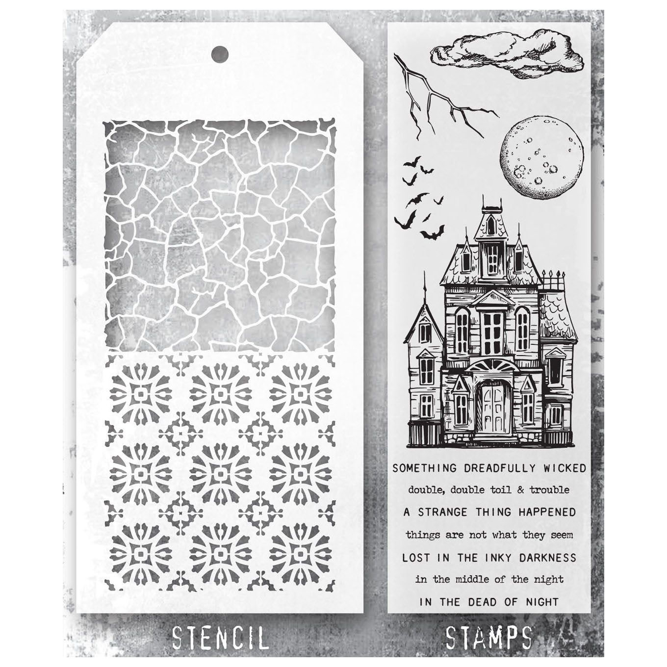 Tim Holtz Clear Stamps and Stencil Sketch Manor, Crackle and Rosette thmm149 product image