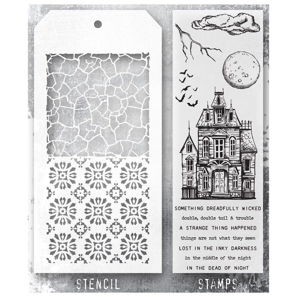 Tim Holtz Clear Stamps and Stencil Sketch Manor, Crackle and Rosette thmm149 product image