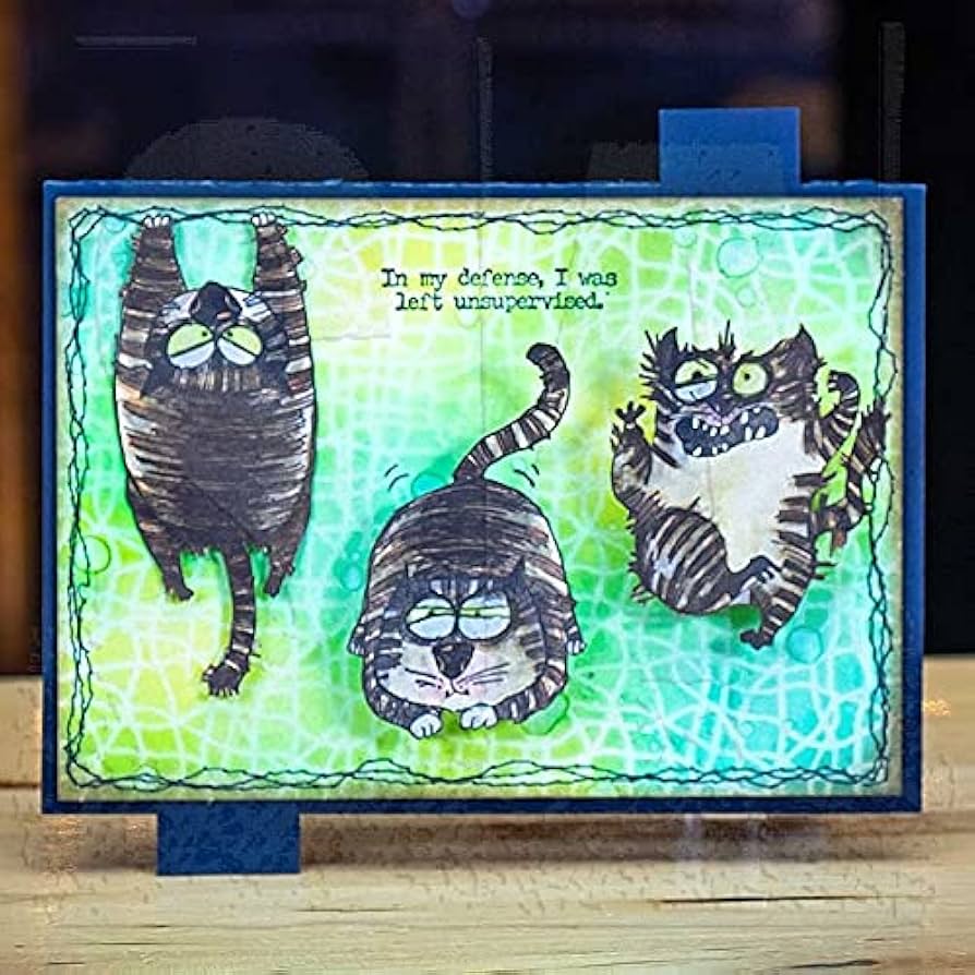Tim Holtz Clear Stamps and Stencil Snarky Cat, Doodle and Bubble thmm110 cats
