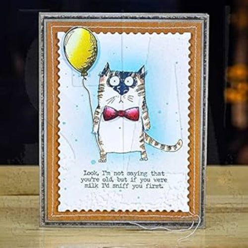 Tim Holtz Clear Stamps and Stencil Snarky Cat, Tiles, and Splotches thmm109 balloon