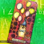 Tim Holtz Clear Stamps and Stencil Snarky Cat, Tiles, and Splotches thmm109 balloons
