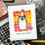 Tim Holtz Clear Stamps and Stencil Snarky Cat, Tiles, and Splotches thmm109 birthday