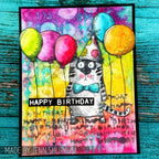 Tim Holtz Clear Stamps and Stencil Snarky Cat, Tiles, and Splotches thmm109 bowtie