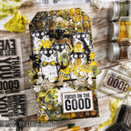 Tim Holtz Clear Stamps and Stencil Snarky Cat, Tiles, and Splotches thmm109 focus