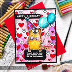 Tim Holtz Clear Stamps and Stencil Snarky Cat, Tiles, and Splotches thmm109 hearts