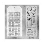 Tim Holtz Clear Stamps and Stencil Snarky Cat, Tiles, and Splotches thmm109 product image