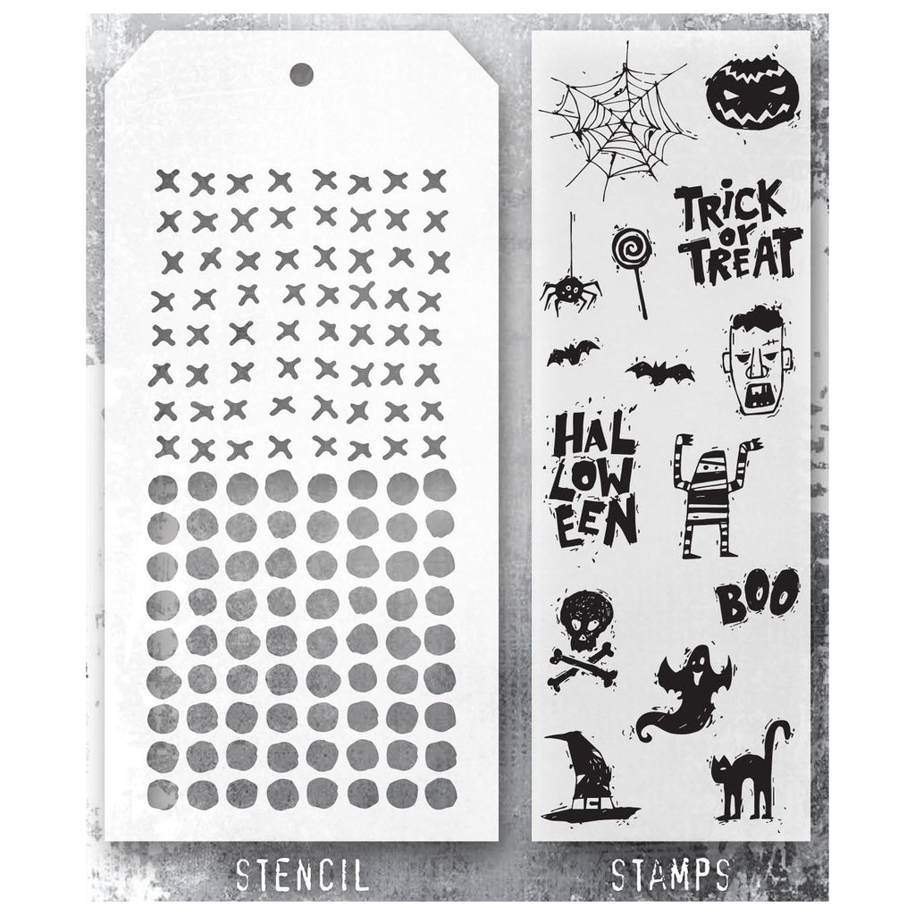 Tim Holtz Clear Stamps and Stencil Spooky Scribbles, Stitches and Dotted thmm147 product image