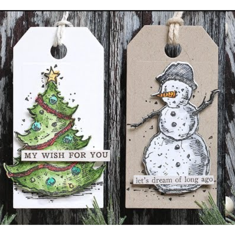 Tim Holtz Clear Stamps and Stencil Tattered Christmas, Peppermint, Falling Stars thmm190 snowman