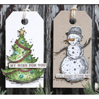 Tim Holtz Clear Stamps and Stencil Tattered Christmas, Peppermint, Falling Stars thmm190 snowman