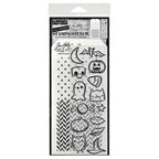 Tim Holtz Clear Stamps and Stencil Tiny Frights, Polkadot, Herringbone thmm168