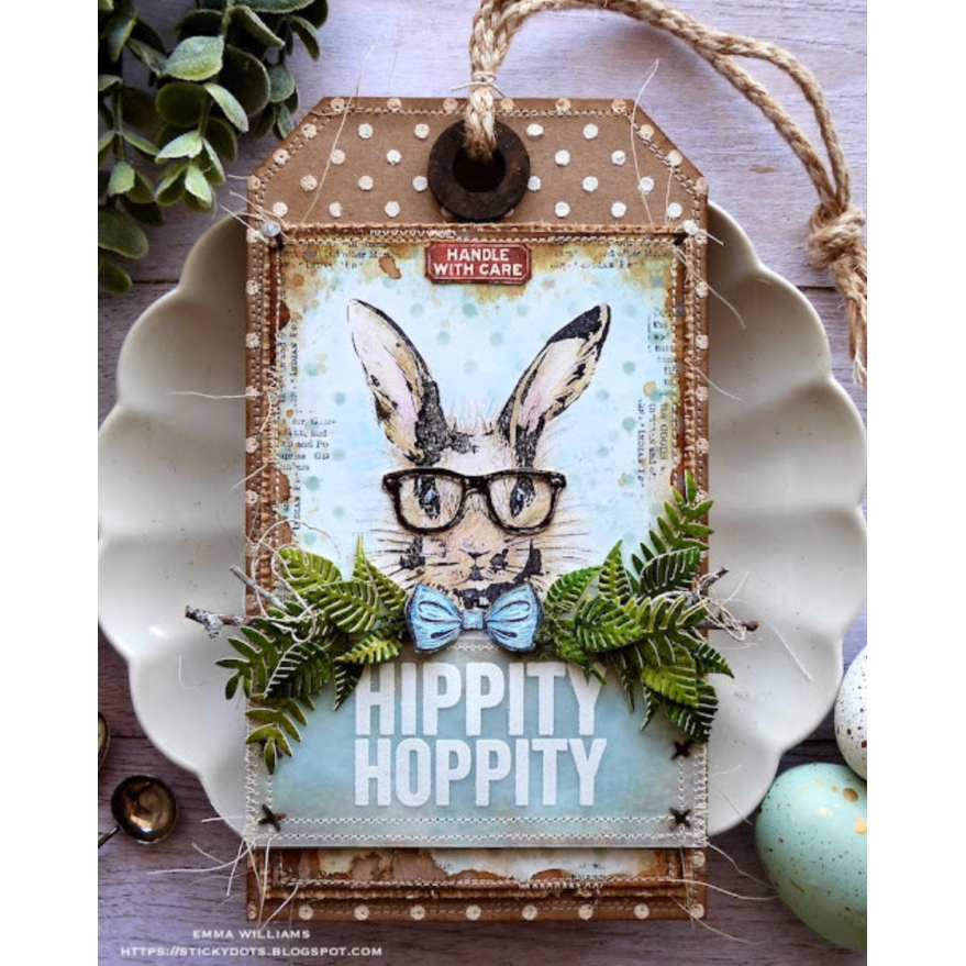 Tim Holtz Clear Stamps and Stencil Tiny Frights, Polkadot, Herringbone thmm168 bunny