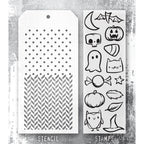 Tim Holtz Clear Stamps and Stencil Tiny Frights, Polkadot, Herringbone thmm168