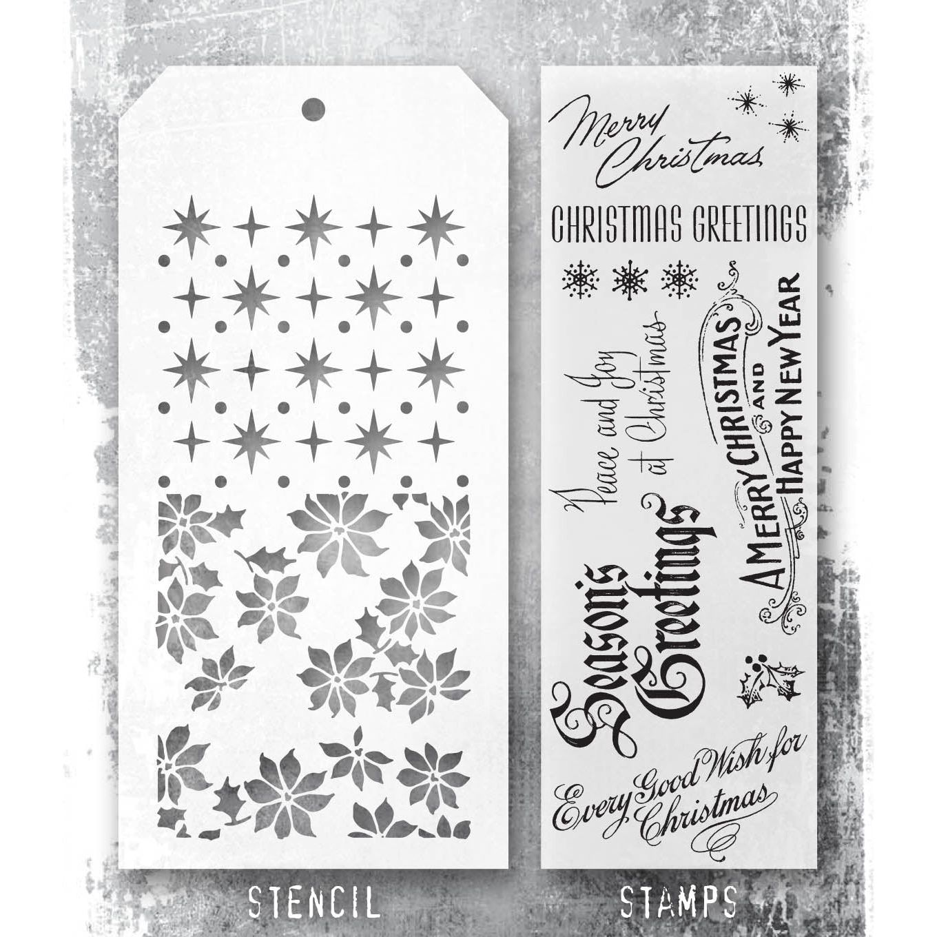 Tim Holtz Clear Stamps and Stencil Vintage Christmas, Starry, Tiny Poinsettia thmm180 product image