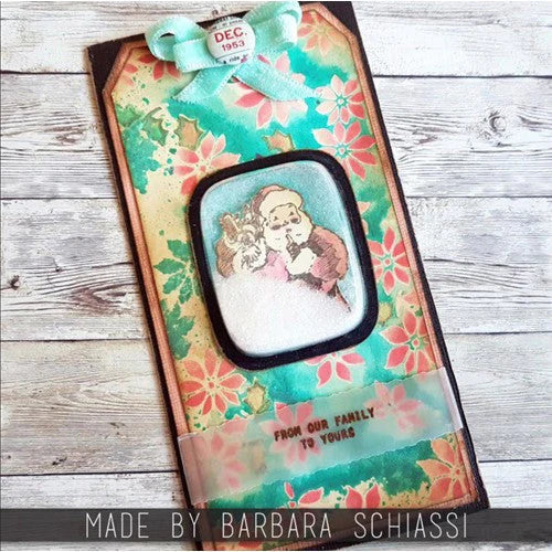 Tim Holtz Clear Stamps and Stencil Vintage Christmas, Starry, Tiny Poinsettia thmm180 santa