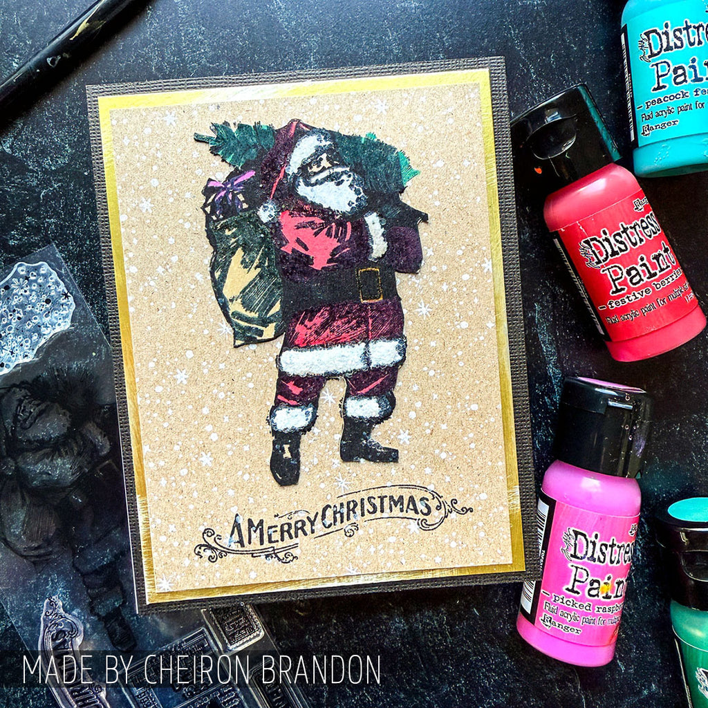 Tim Holtz Clear Stamps and Stencil Vintage Holiday, Sparkle, and Peppermint thmm131 presents
