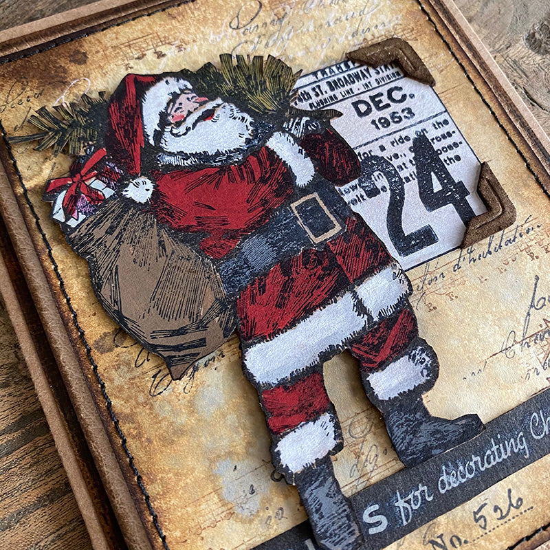 Tim Holtz Clear Stamps and Stencil Vintage Holiday, Sparkle, and Peppermint thmm131 santa