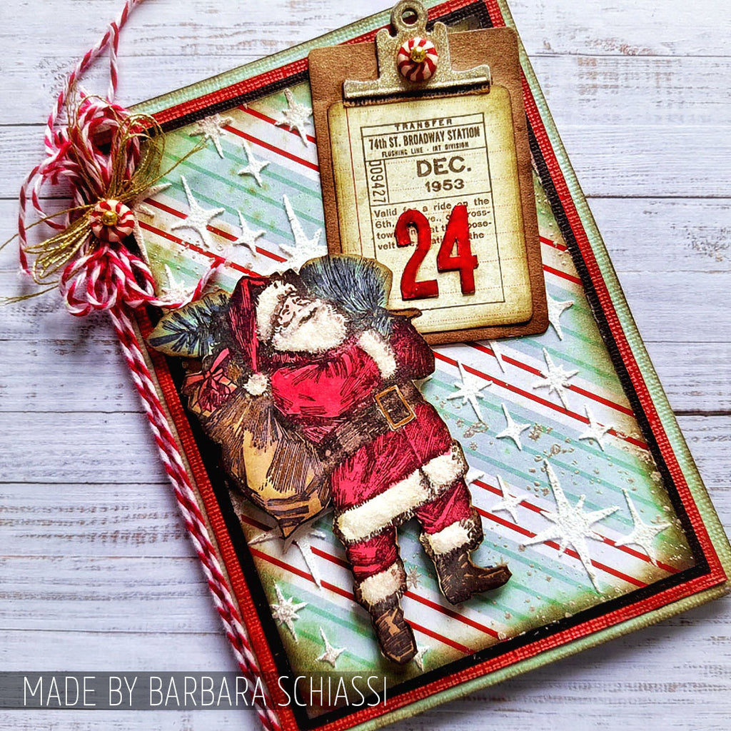 Tim Holtz Clear Stamps and Stencil Vintage Holiday, Sparkle, and Peppermint thmm131 stars