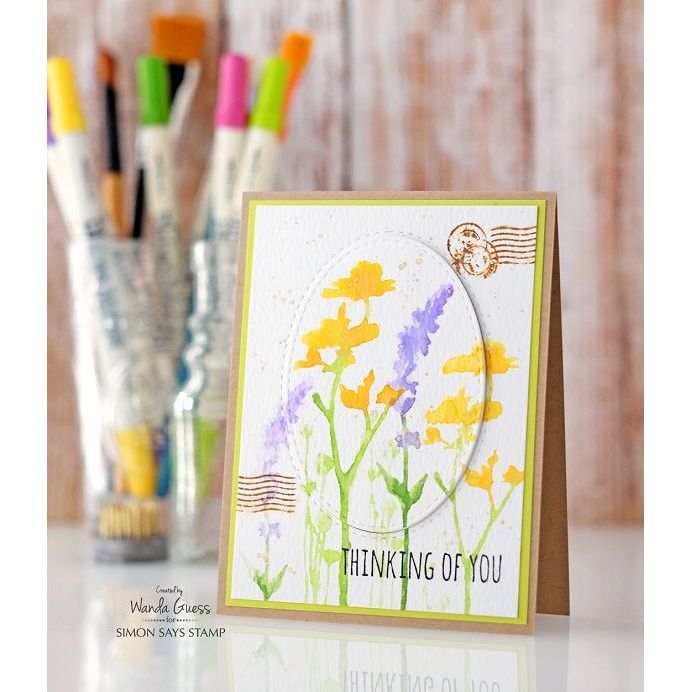Tim Holtz Clear Stamps and Stencil Wildflower Silhouettes, Woodgrain, and Dot Fade thmm159 thinking of you