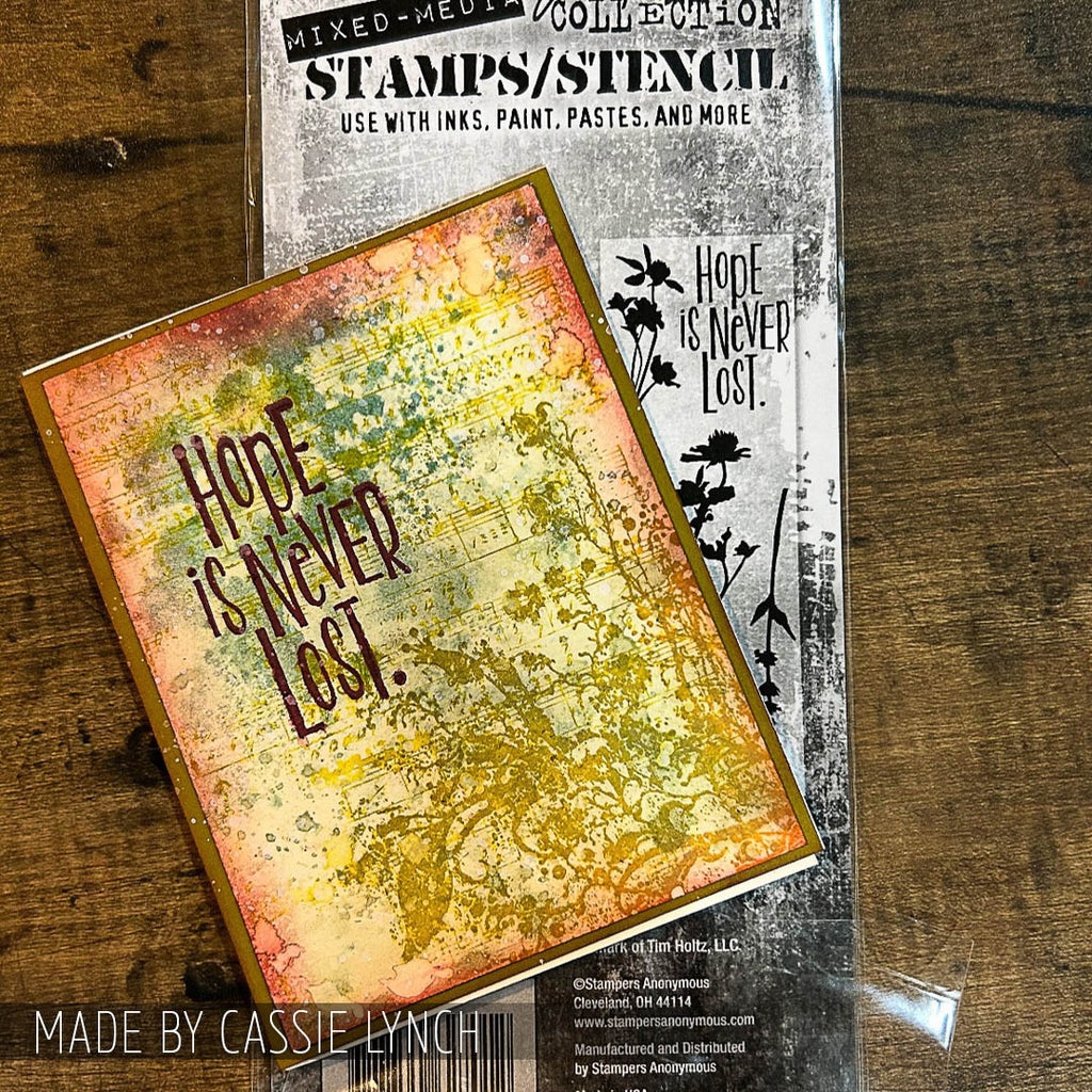 Tim Holtz Clear Stamps and Stencil Wildflowers, Mesh and Typo thmm121 hope