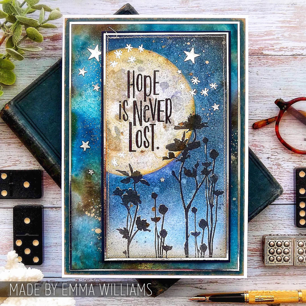 Tim Holtz Clear Stamps and Stencil Wildflowers, Mesh and Typo thmm121 stars