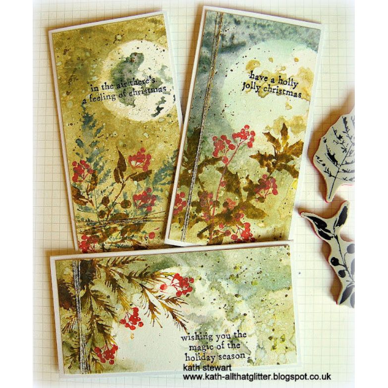 Tim Holtz Clear Stamps and Stencil Winter Watercolor, Polkadot and Nordic thmm155 flowers