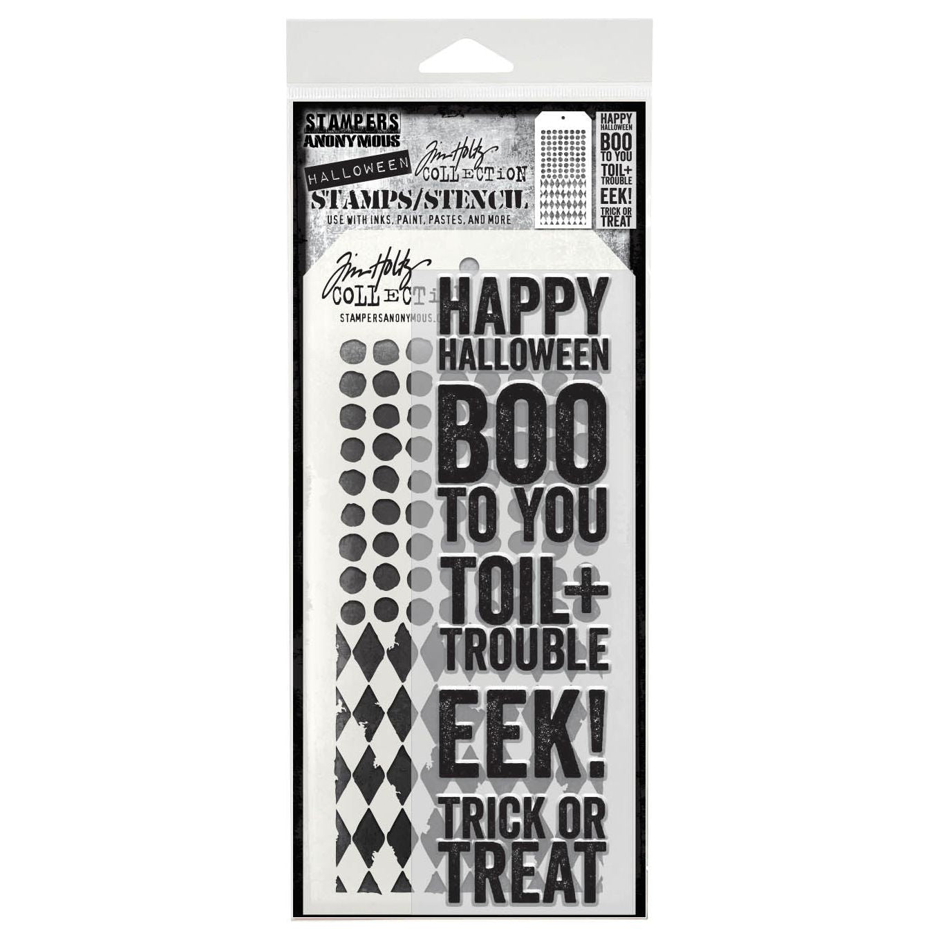 Tim Holtz Clear Stamps and Stencils Bold Frights, Harlequin, Dotted thmm169