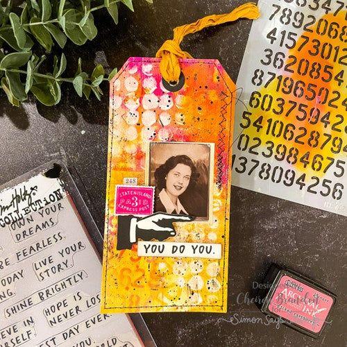 Tim Holtz Clear Stamps and Stencils Bold Frights, Harlequin, Dotted thmm169 cute tag