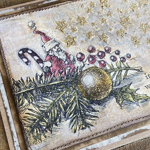 Tim Holtz Clear Stamps and Stencils Bottlebrush Trees, Woodgrain, Falling Stars thmm173 santa