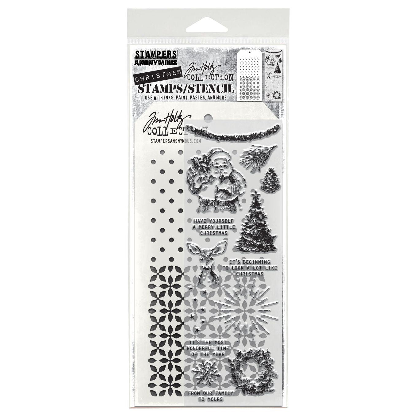 Tim Holtz Clear Stamps and Stencils Darling Christmas, Polkadot, Nordic thmm174