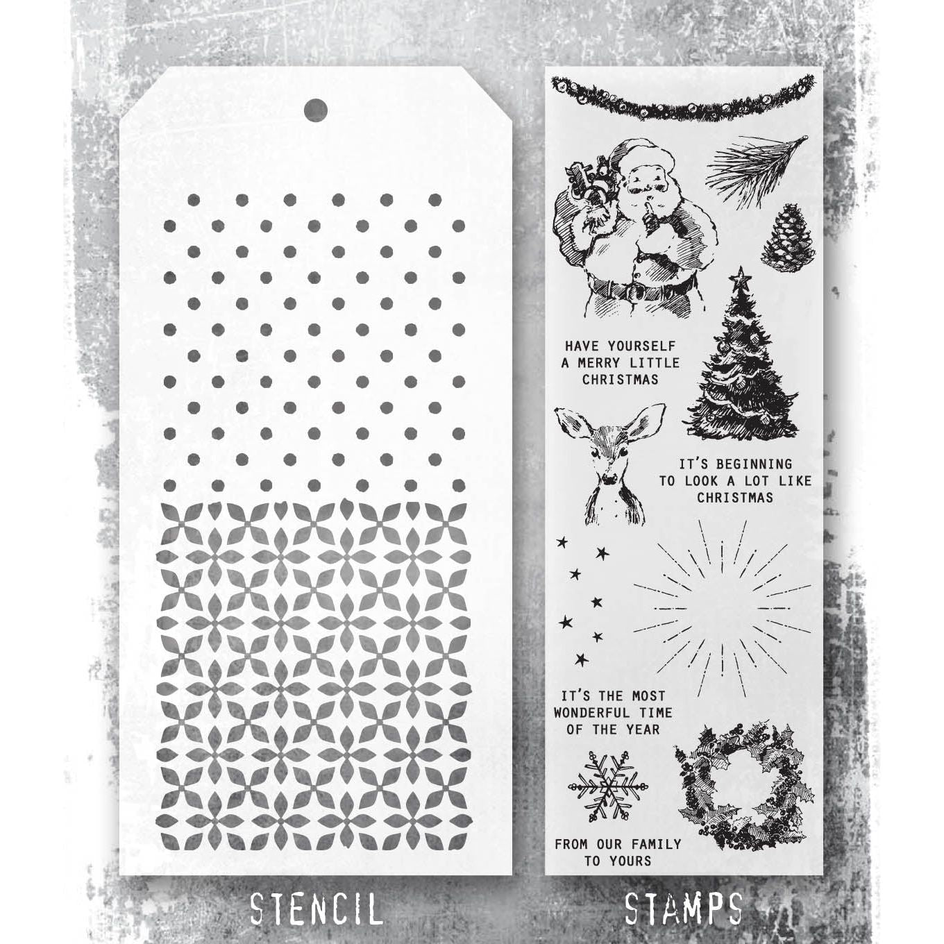 Tim Holtz Clear Stamps and Stencils Darling Christmas, Polkadot, Nordic thmm174 product image