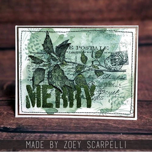 Tim Holtz Clear Stamps and Stencils Festive Collage, Deco Arch, Diamond Dots thmm175 merry