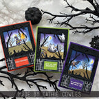 Tim Holtz Clear Stamps and Stencils Halloween Sketchbook, Batground, Falling Stars thmm165 spooky scenes